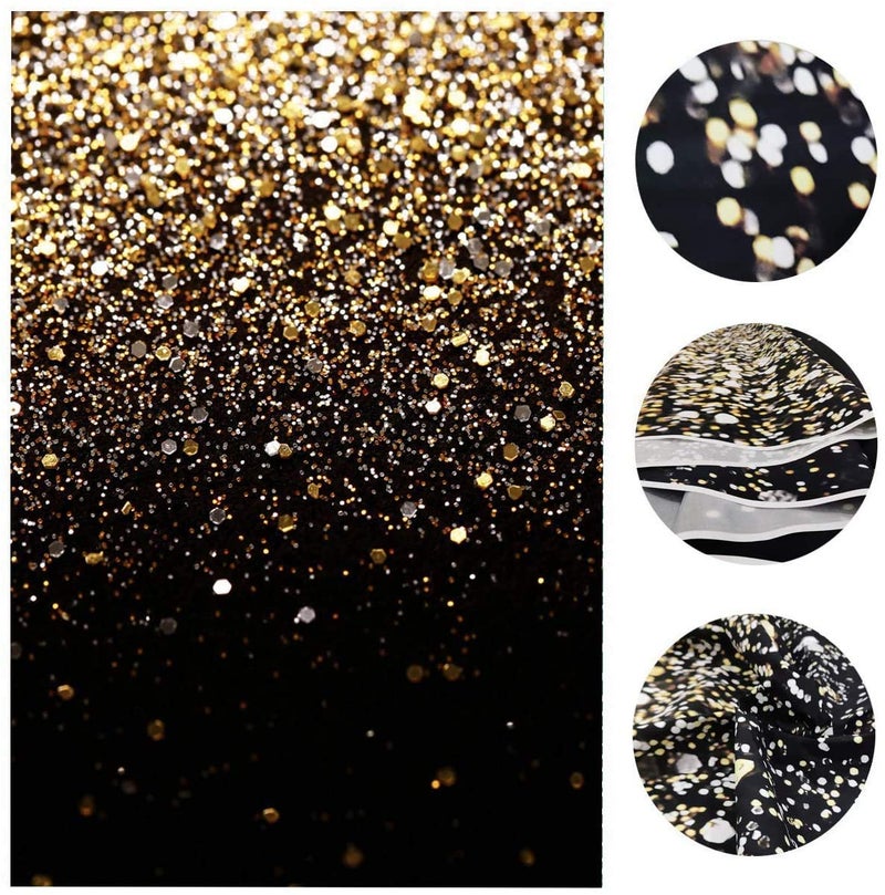 WOLADA Black and Gold Backdrop Golden Glitter Backdrop for Photography Wedding Birthday Baby Shower Party Photo Studio 5x7FT 11412 - Image 4